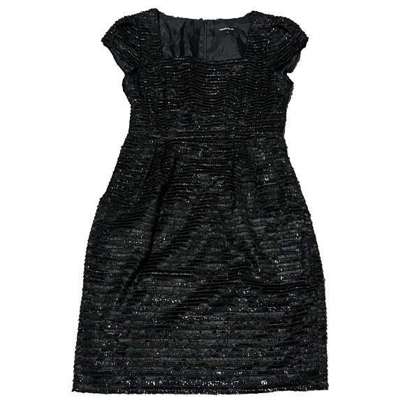 Nanette Lepore 6 Dress Cocktail Mini Metallic Eyelash Striped Mini Black - Picture 1 of 12